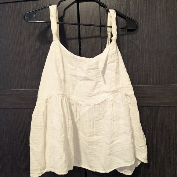 Old Navy Linen Shoulder Tie Tank Top, Size Large, White - Picture 1 of 3